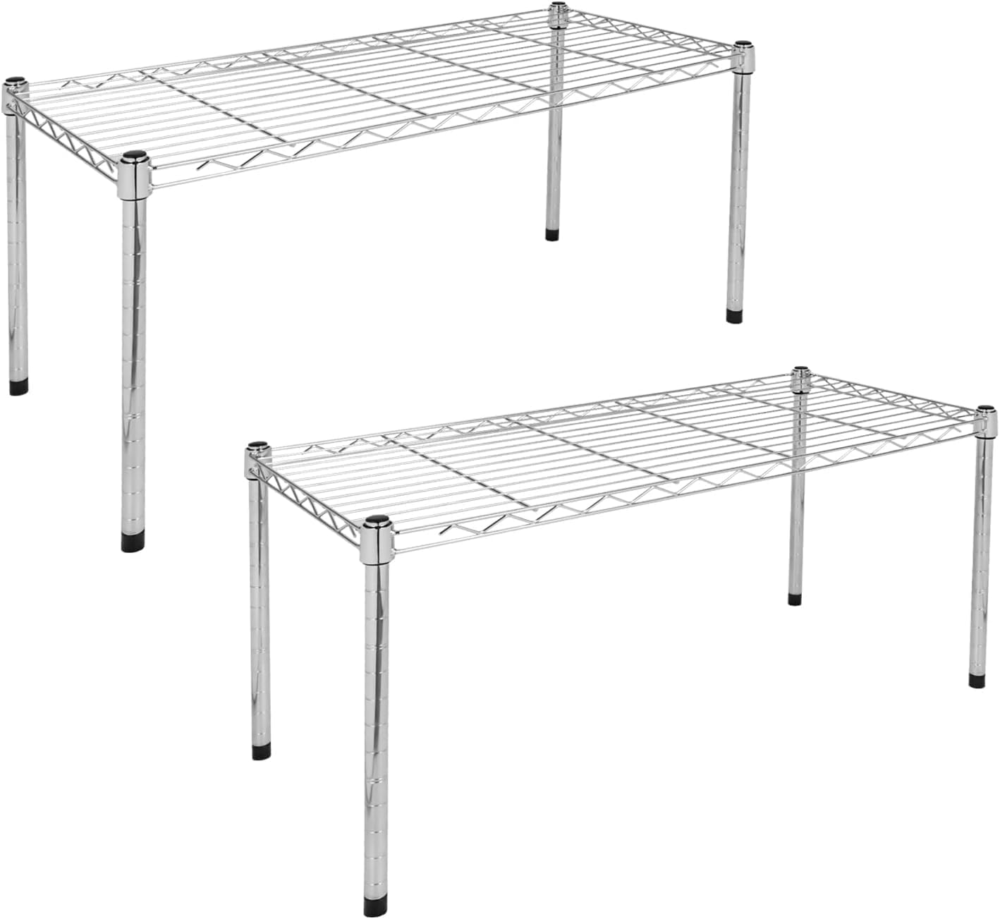 Simple Deluxe 1-Tier Shelving Unit, 29.92" W x 13.78" D x 14.96" H Steel Organizer Wire Rack, Chrome, 2 Pack