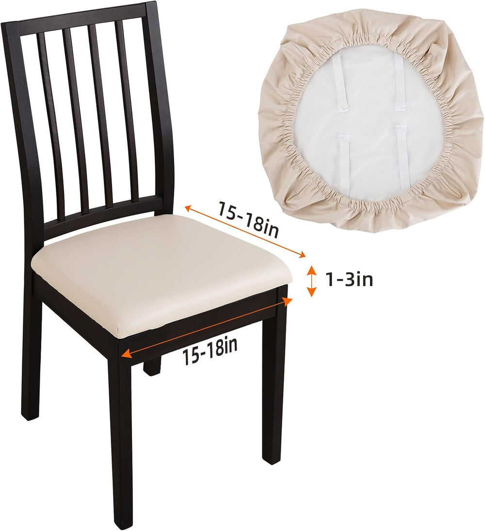 YISUN Waterproof Chair Seat Covers Set of 6, Pu Leather Dining Room Chair Cov...