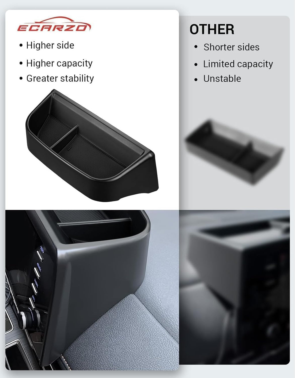 Ecarzo Tray Phone Holder Compatible with 2024 2023 2022 2021 Toyota Sienna Interior Accessories, Hidden Storage Organizer Behind Screen Sunglass Tissue Holder (Not for 2025)