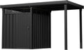 Greesum 2-in-1 Outdoor Storage Shed & Gazebo, 7x8FT Metal Lockable Shed and 7x8FT Open-Sided Pergola, Gutter Design and Transparent Window, for Patio, Garden, Backyard, Gray