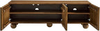Modway Sorren 54 Inch Scalloped TV Stand in Walnut – 3 Door Media Console Cabinet – Modern Storage TV Stand with Doors
