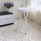 Foldable Round High Chair for Adults Compact White Folding Bar Stool Non Slip Office Stool for Kitchen(White)