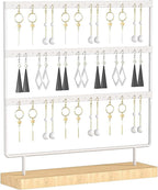 Earring Holder Organizer,Pierced Large Earrings Display Stand For Selling,Small Stud Earring Organizer Rack,Hoop Earring Storage Hanger Tree (White, 3 tier)