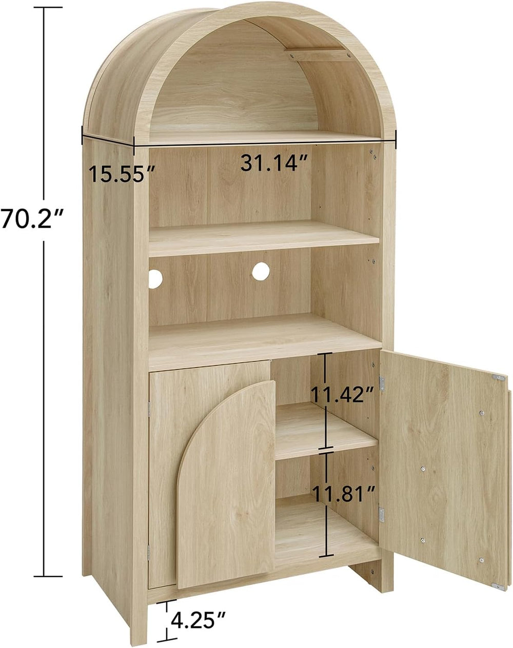 Arched Kitchen Pantry Storage Cabinet w/Adjustable Shelves, 2 Doors, 70.2&quo...