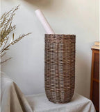 Multi-purpose Wicker Umbrella Storage Basket Handmade Rattan Organizer for Entryway Golf Clubs and Walking Canes and Elegant Design for Indoor Use