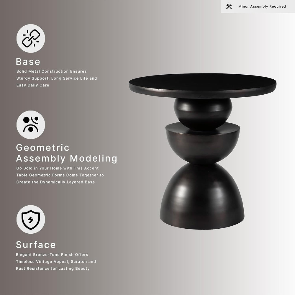 Signature Design by Ashley Kurtson Accent Table, Round Metal End Table with C...