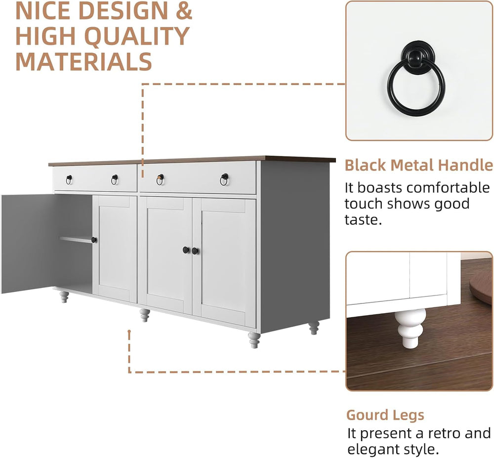 4 EVER WINNER Buffet Cabinet with Storage, 55'' Sideboard Buffet Cabi...