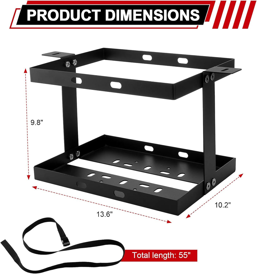 5 Gallon (20 Liter) Gas Can Holder with One Securing Strap, Cold-forged Steel Fuel Tank Mounting Rack Bracket Compatible with Midwest Gas Can
