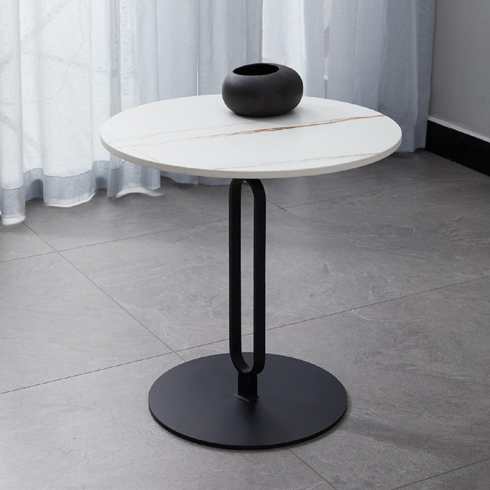 Marble White Side End Table, White Round Coffee Table Sofa Side Table Modern ...