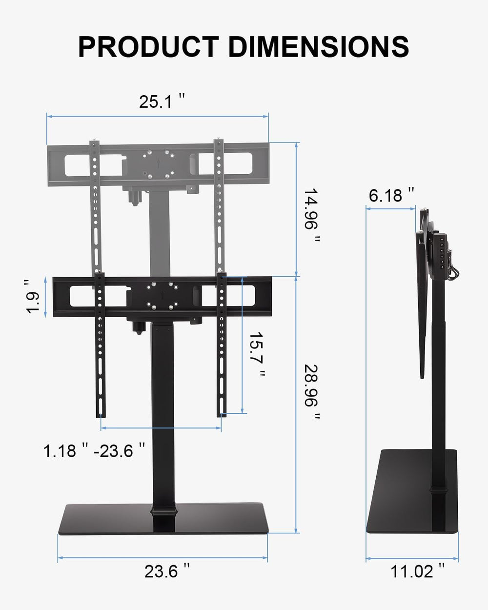 Universal Motorized TV Mount with Remote - Motorized TV Stand with Tempered G...