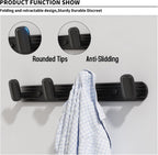 Coat Rack Wall Mount Black, 4 Hooks Rack Metal Coat Hanger Wall for Hanging Hat Purse and Robes, Towel Hook for Bathrooms and Entryway (1 Pack)