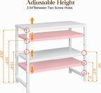 2-Tier Expandable Kitchen Storage Shelf,150LBS Heavy Duty Metal Shelving Units For Small Appliance,Adjustable Pots and Pans Organizer Rack Shelves For Kitchen Counter Under Cabinet Garage Pantry,White