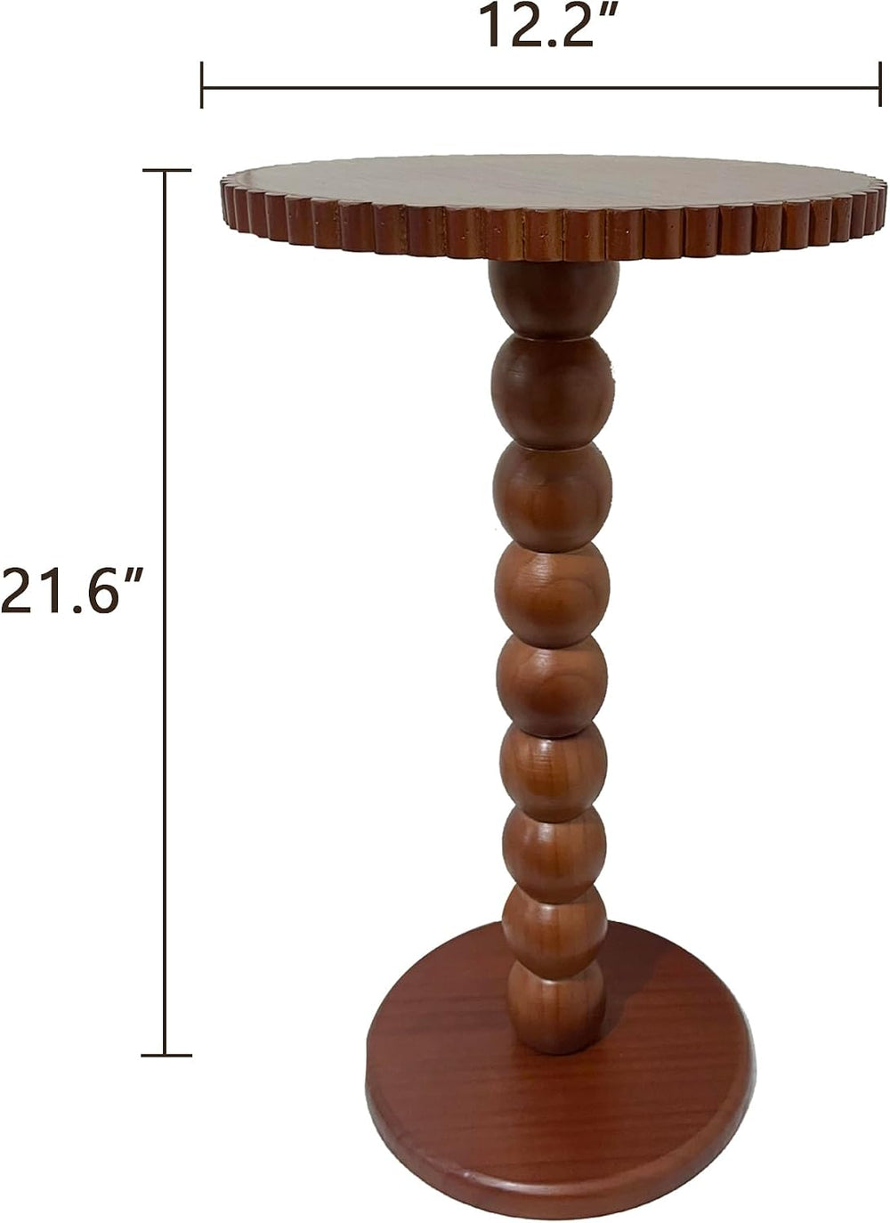 Slot Edge Round Side Table - Small Space Accent Table w/Solid Wood Leg - 12&q...