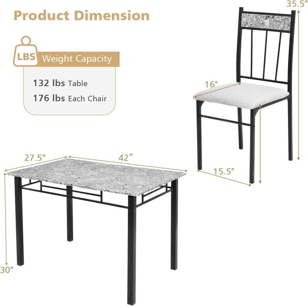 GIANTEX 5-Piece Dining Table Set for 4, Kitchen Table and Upholstered Chairs ...