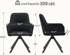 Furniliving Modern Swivel Dining Chairs Set of 2, Upholstered Dining Room Chairs with Thicken Cushion, 360°Swivel Dining Chairs with Metal Legs for Dining Room, Kitchen, Bedroom, PU, Black