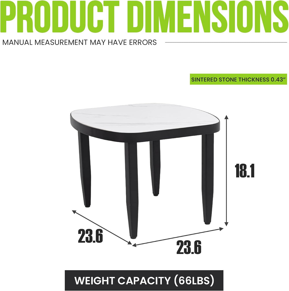 Modern Faux Marble Side Table for Outdoor/Indoor- 23.6" Patio Aluminum E...