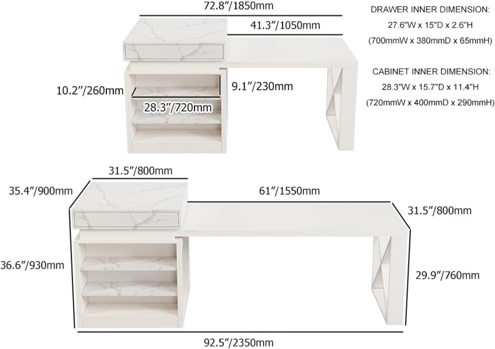 homary Extendable Kitchen Island 73"-93" with Storage Kitchen Cabin...