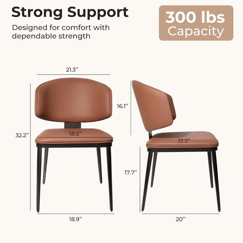 Dining Chairs Set of 2, Modern Armless Faux Leather Kitchen Chairs with Curve...