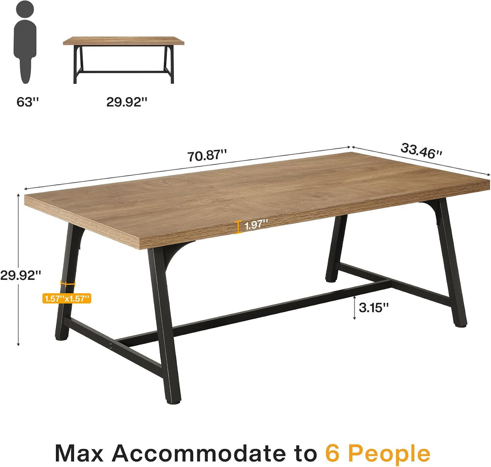 Tribesigns Dining Table for 8 People, 70.87-inch Rectangular Wood Kitchen Tab...