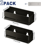 Shower Shelf, 2-Pack, Heavy-Duty Bathroom Storage Shelf, Large Capacity No-Drill Bathroom Organizer, Black Metal Storage Basket, Adhesive Installation
