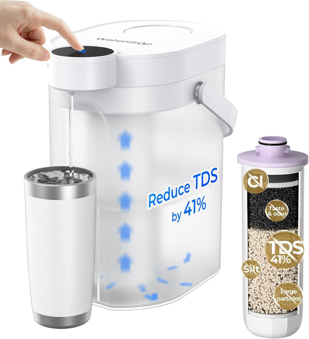 Waterdrop ED25TW Rechargeable Water Filter Dispenser, TDS Reduction, White