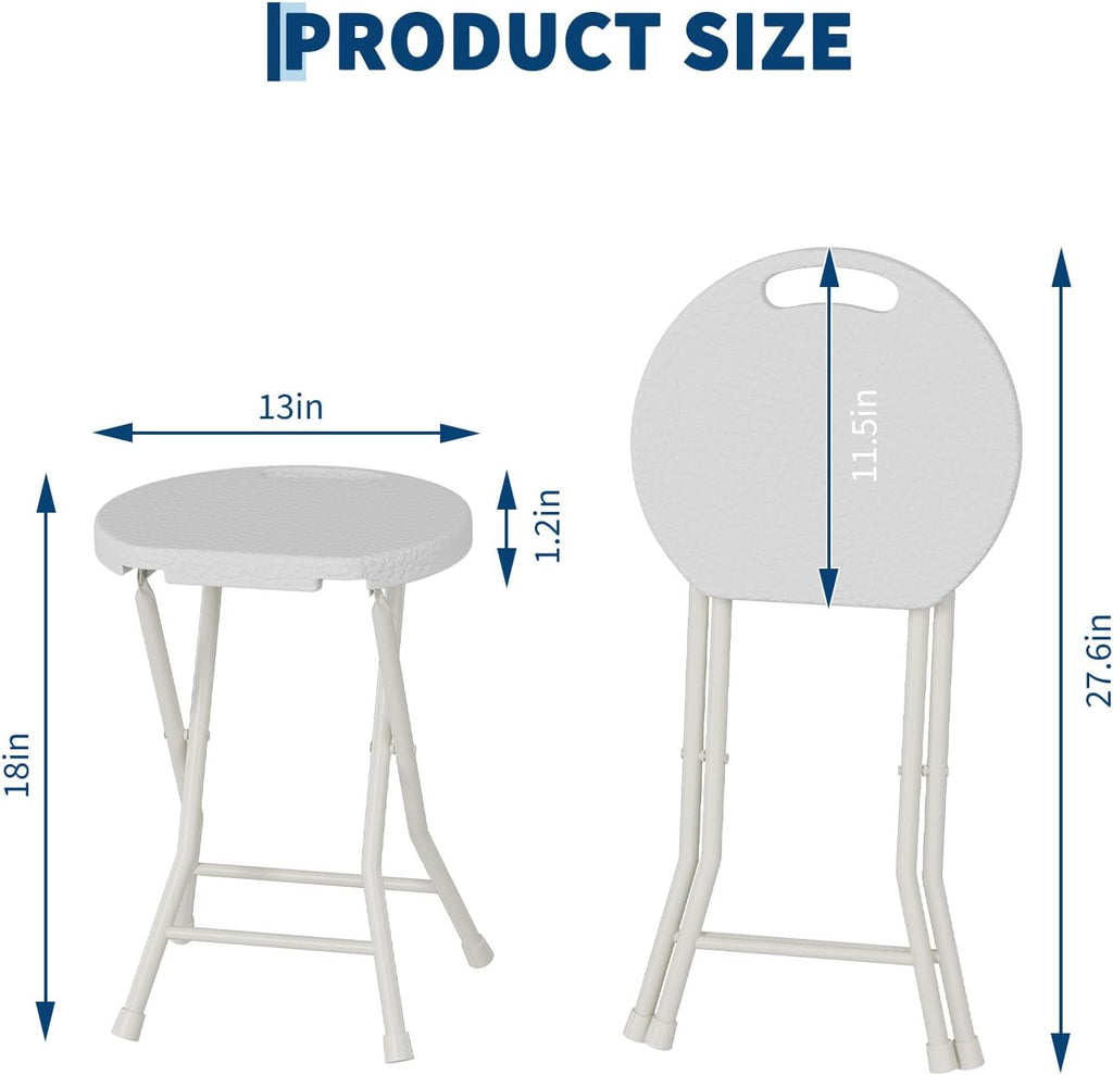 Folding Stool with Handle - Folding Chair, Folding Bar Stool with Non-Slip Feet, 600 lbs Capacity, Indoor and Outdoor Foldable Stool for Adults (13"×11.5"×18")