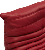 High-end Uncompressed Bean Bag Chair,Fireside Togo Chair with Red Faux Leather Cover, Comfy & Soft Lazy Floor Lounge Sofa for Bedroom, Living Room, Office or Lounger