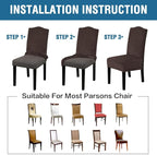 H.VERSAILTEX Velvet Dining Chair Covers Stretch Chair Covers for Dining Room Set of 4 Parson Chair Slipcovers Chair Protectors Covers Dining, Soft Thick Solid Velvet Fabric Washable, Brown Striped