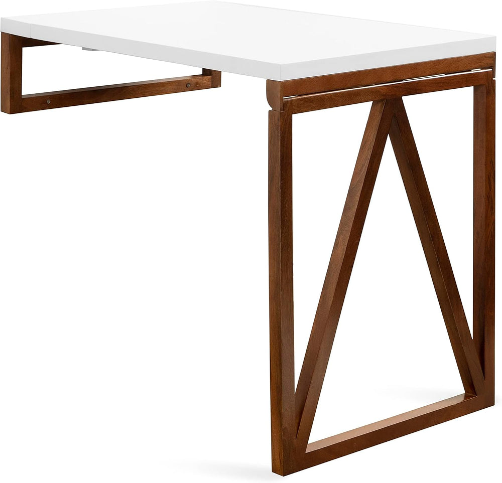 Kate and Laurel Kaya Modern Wall-Mounted Folding Table, 24 x 33 x 31, White a...