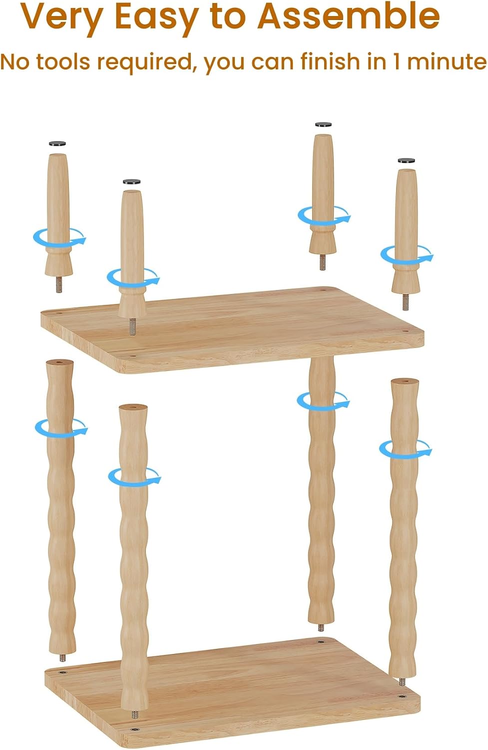 Solid Wood Side Table, Small Retro End Table, Narrow Couch Side Table with St...