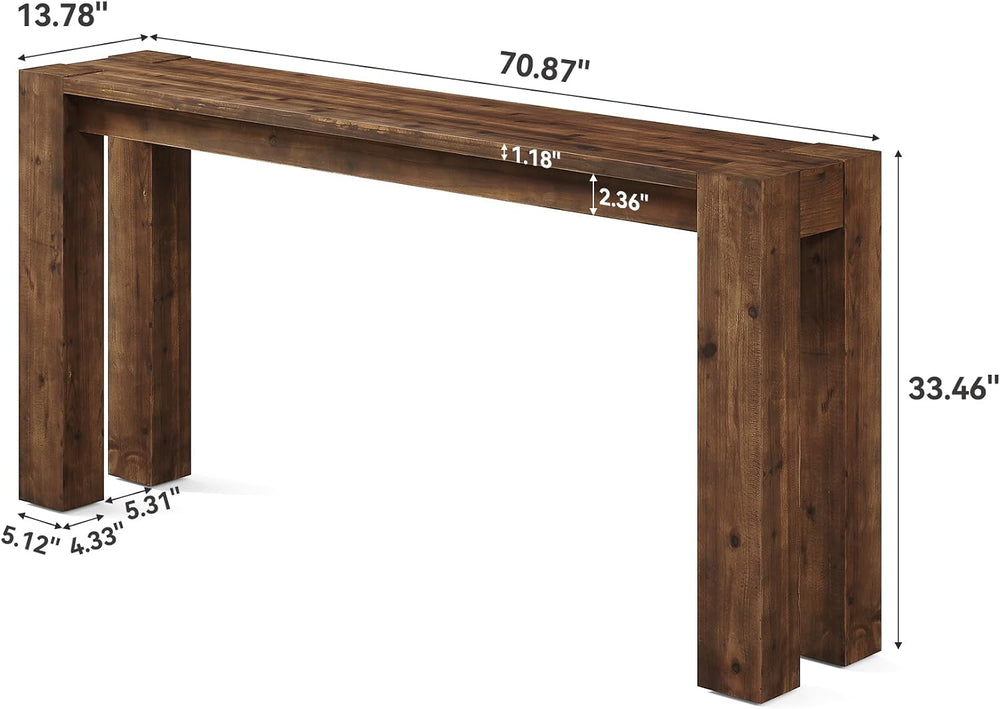 Solid Wood Console Table for Entryway, 70.9-Inch Extra Long Farmhouse Sofa Ta...