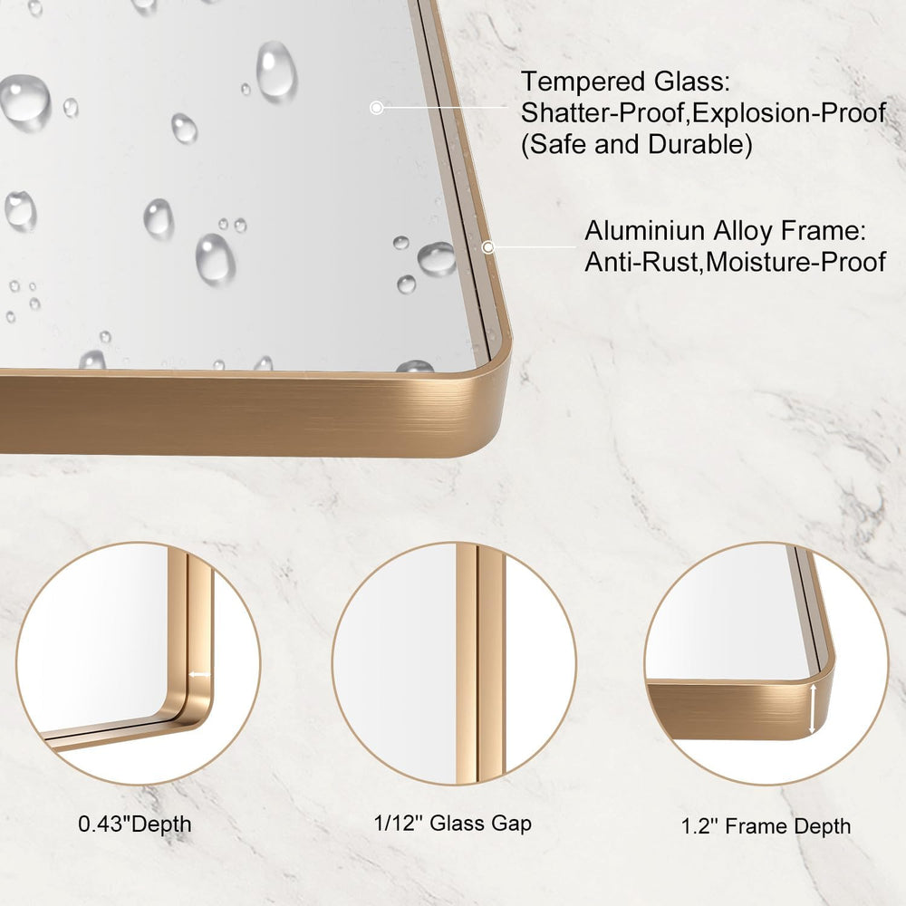 LOAAO 20"X30" Gold Bathroom Mirror