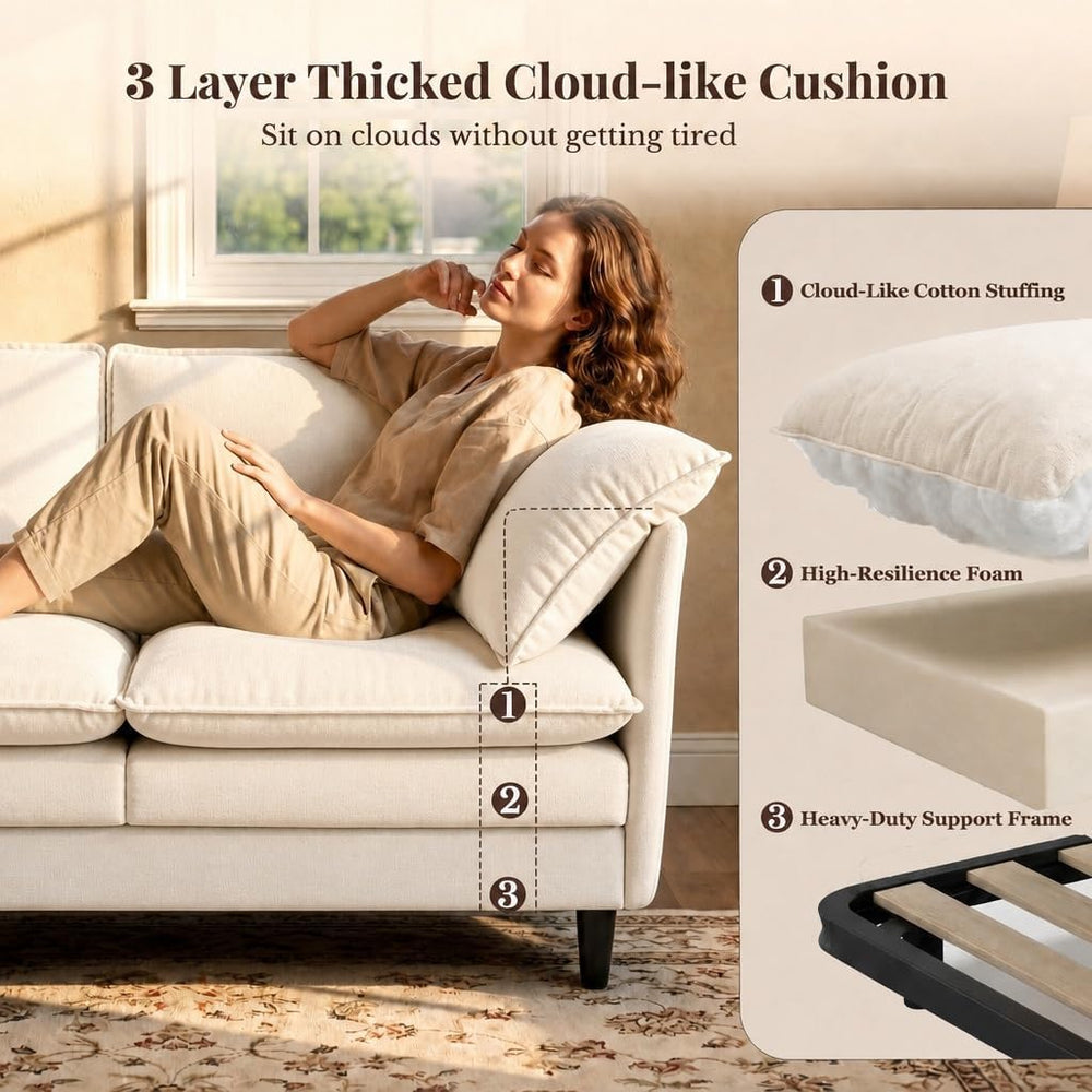 KYJ 69” Small Sofa, Cloud 3-Seat Love Seat, Small Couch for Living Room | 3 L...