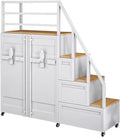 Bookshelf Room Divider, Ladder Cube Storage Bookcase Cubical Shelves | Wooden L-Shaped, Storage Organizer Bookshelf Room Divider Reversible Organizer For Home & Office(White)
