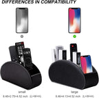 BONNY DODO Remote Control Holders Organizer Box with 5 Compartment PU Leather Multi-functional Office Desk Storage Caddy Store (Black)