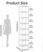 Acrylic Bookshelf, Small Bookcase, Standing Freestanding Corner Storage Shelves Display Shelf for Living Room, Bedroom (Clear, 8 Tier)