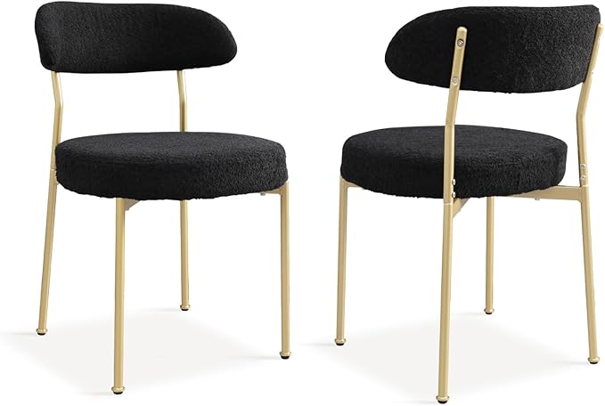 3-Piece 23.6" Round Dining Table Set for 2 with Upholstered Chairs – Space-Saving Modern Small Kitchen Cafe Bistro Set(Black Boucle Chair)