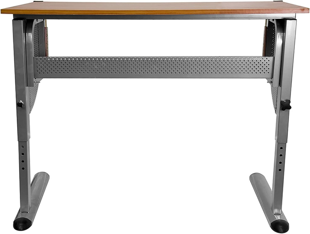 EMMA + OLIVER Adjustable Drawing and Drafting Table with Pewter Frame | Adjus...