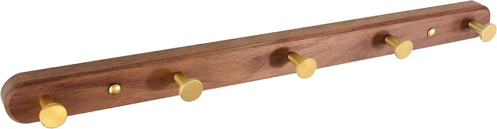 Wall Mounted Coat Rack, Metal Wood, with 5 Hooks
