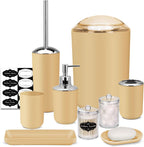 IMAVO Bathroom Accessories Set,Yellow Bathroom Set,9 Pieces Bathroom Accessory Set,Tray,Qtip Holders,Toilet Brush,Trash Can for Bathroom Décor and Home Gifts