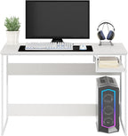 Furinno Moretti Modern Lifestyle Study Desk, 45, Solid White/White