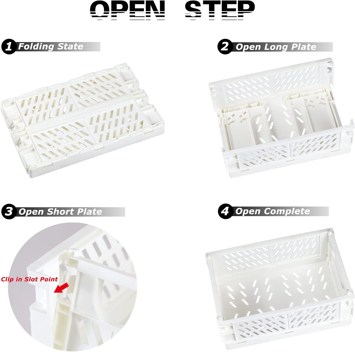 Tixill 2-Pack Mini Foldable Plastic Baskets for Organizing and Storage, Collapsible Storage Crate for Home Kitchen Bedroom Bathroom Office (5.9x3.8x2.2, White)