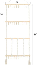 Dahey Headband Holder Bow Organizer for Girls Hair Bows Macrame Bow Holder Hair Accessories Hanger Necklace Display with 30 Hooks Wall Hanging Over Door Organizer Boho Nursery Decor for Baby's Room
