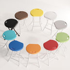 Portable Round Stool, 18 inch, Lightweight, Bar Stool, Sturdy Plastic, Foldable, Steel Frame Legs, Metal Chair, No Assembly Required, White