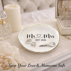 Mr & Mrs EST 2026 Ring Dish - Elegant Ceramic Ring Holder for Engagement, Wedding, and Bridal Shower Gifts - Honeymoon Keepsake for Friends, Newlyweds, and Bride-to-Be
