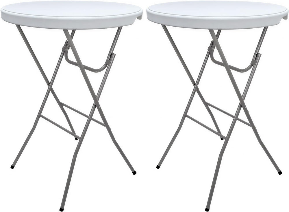 Lakhow 2 Pack Cocktail Table 28in Portable Folding Bar Height Table, White | ...