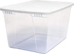 HOMZ 2-Pack Snaplock, Large Clear Plastic Storage Organizer Bins w/Lids, 56 Quart, White - Stackable Container Boxes for Bedroom, Bathroom, Garage, and Office Organization