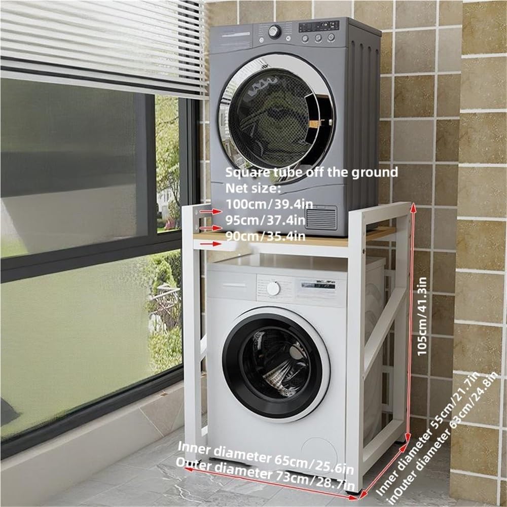 Over Washer and Dryer Storage Rack with Shelves, Freestanding Laundry Room Shelf Unit, Gap Shelf Laundry Stand, Space-Saving Organizer for Laundry Room(Black)