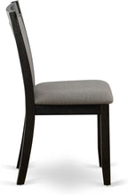 X12MZ-0C6-50 - 14-Pc Dining Room Table Set a Rectangular Table with a coffee table and 12 Dark Gotham Grey Linen Fabric Dining Chair, 39x120 Inch, Wire Brushed Black