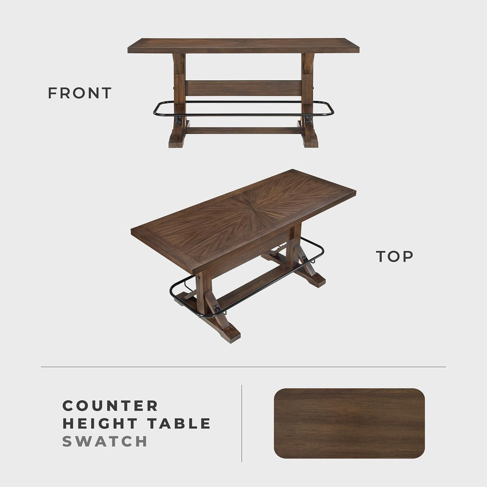 Lexicon 78 Inch Rectangular Counter Height Dining Table for 6, Rustic Farmhou...